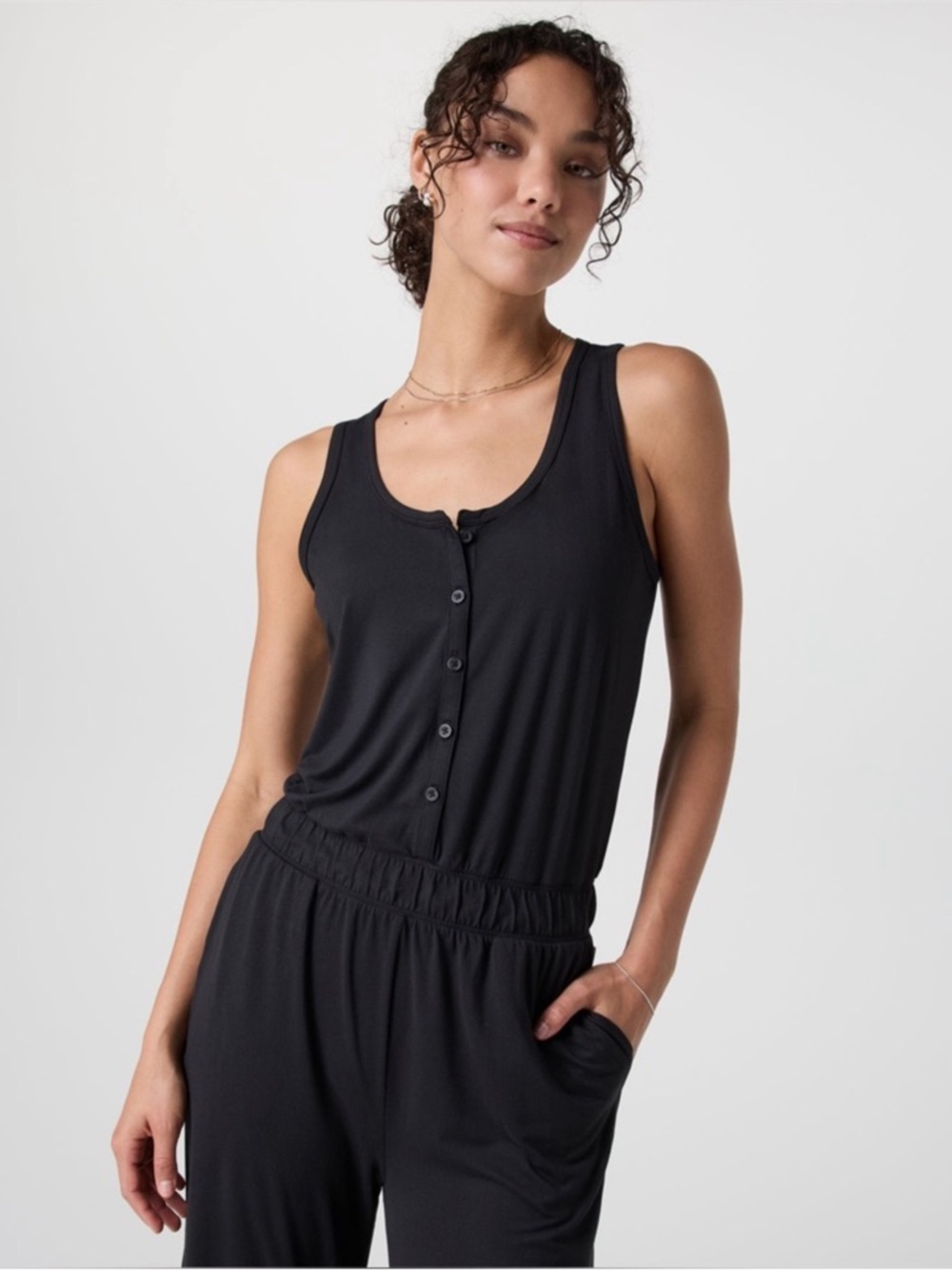 Vuori Lux Shores Black Wide Leg Jumpsuit - Picture 2 of 6